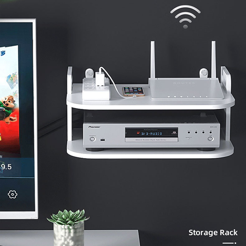 Desk Setup With Tv - رف منظم كابلات الراوتر مثبت على