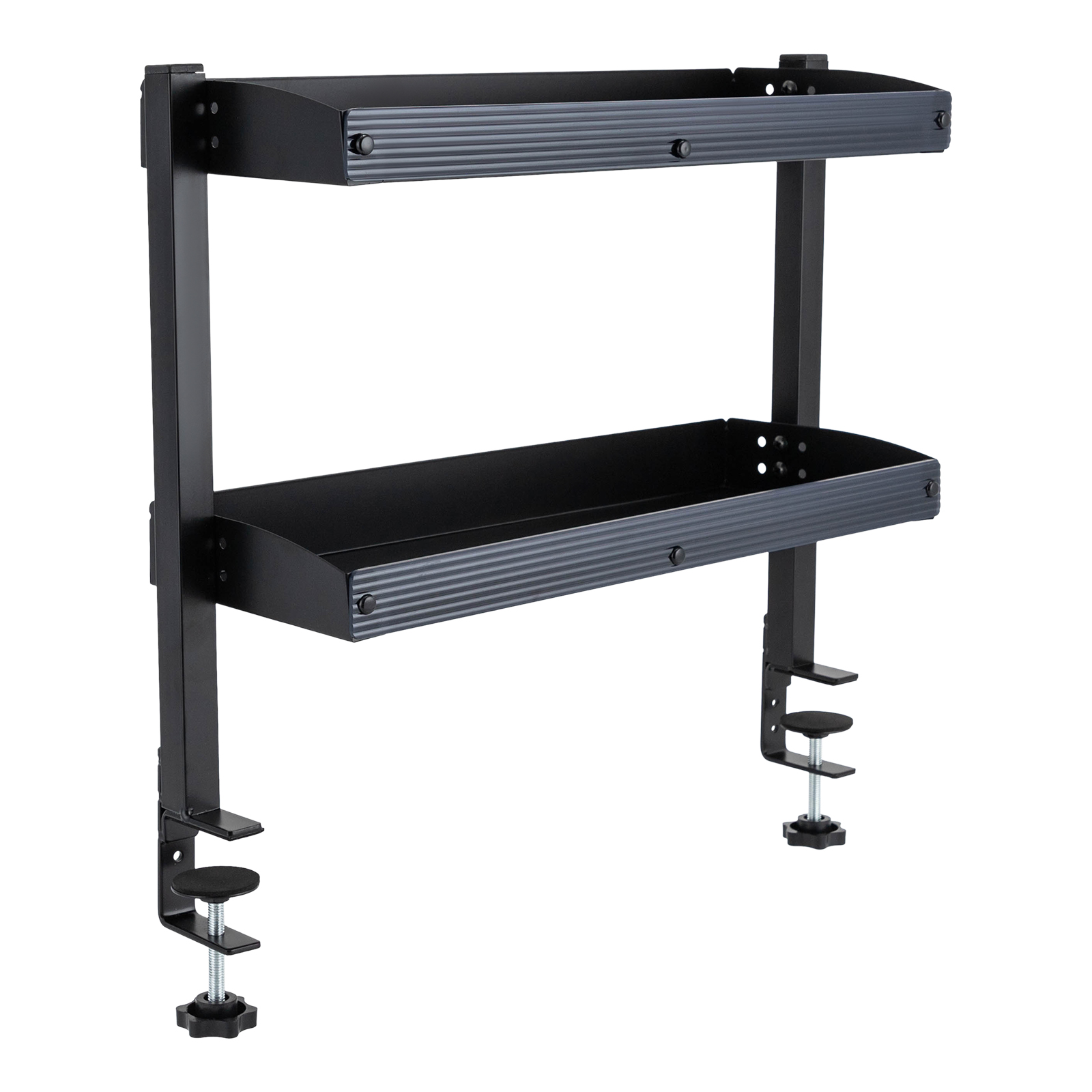 Desk Setup Black - رف مكتب بمشبك، طبقتين، منظم أرفف