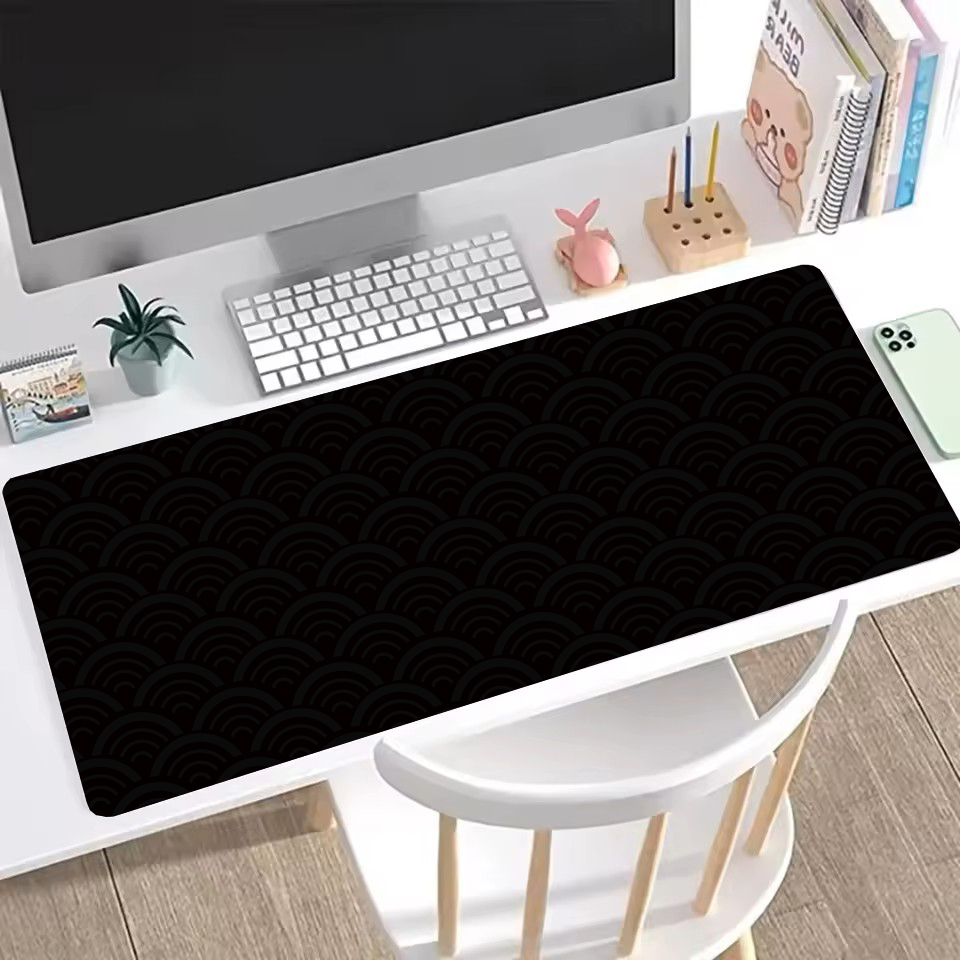 Desk Setup Black - لوحة ماوس كبيرة بتصميم أمواج المحيط
