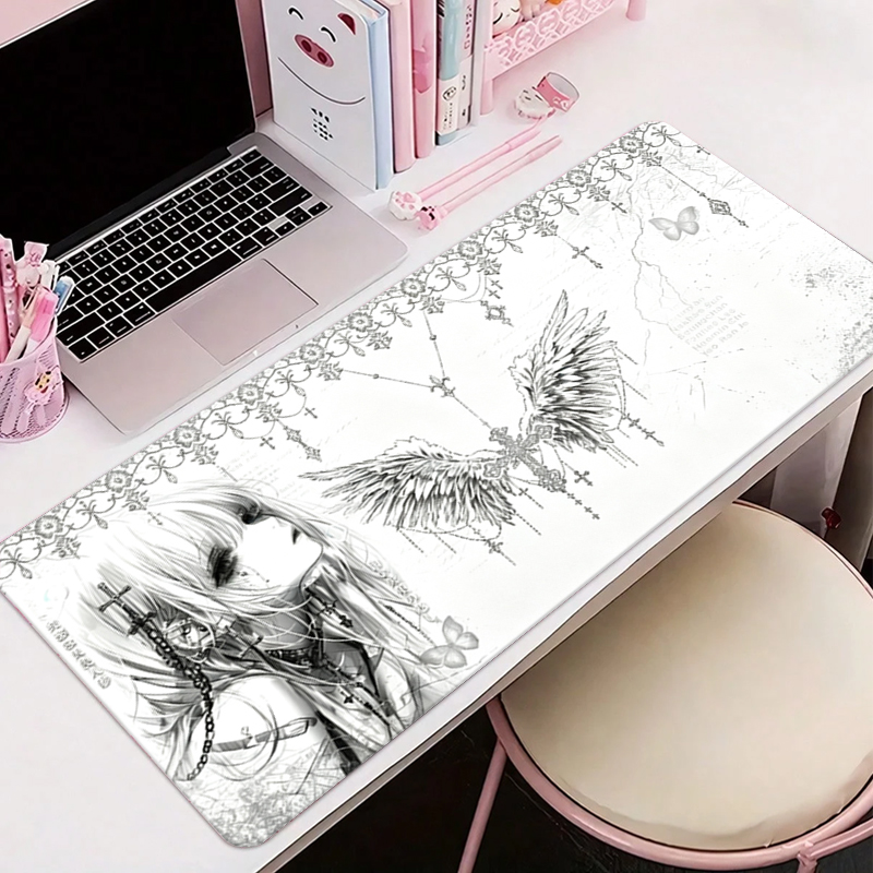 Desk Setup Black - لوحة ماوس جلدية سوداء وبيضاء بتصميم