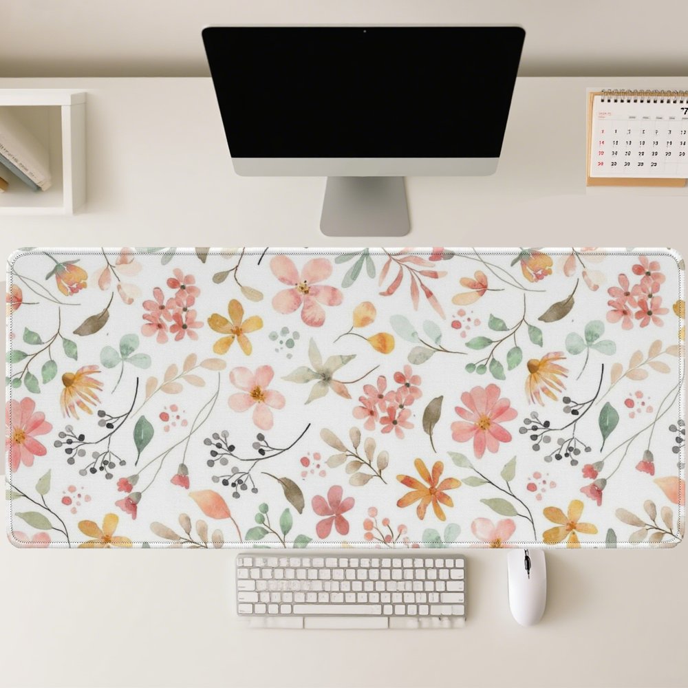 لوحة ماوس كبيرة بنقوش زهور ورد - مراجعة Yellow Desk Setup وسعره