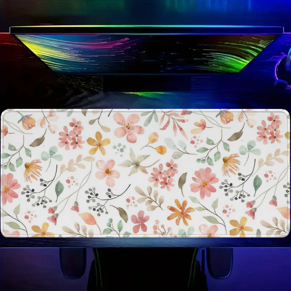 لوحة ماوس كبيرة بنقوش زهور ورد - مراجعة Yellow Desk Setup وسعره