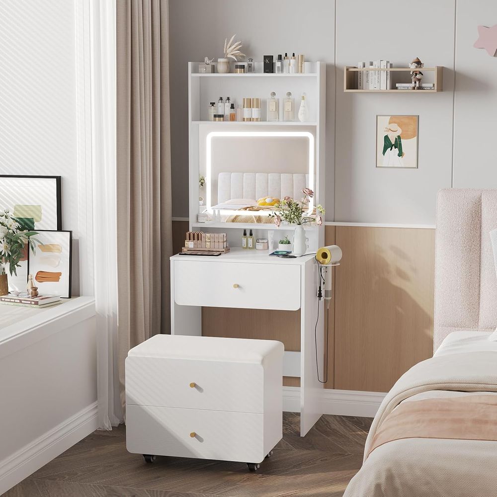 طاولة مكياج مع مرآة وإضاءة، طا - مراجعة Desk Setup In Small Bedroom وسعره