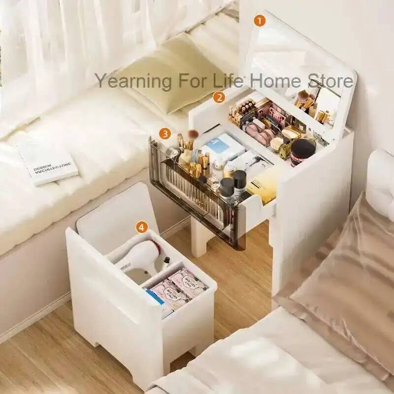 طاولة تزيين صغيرة مع مرآة ودرج - مراجعة Desk Setup In Small Bedroom وسعره